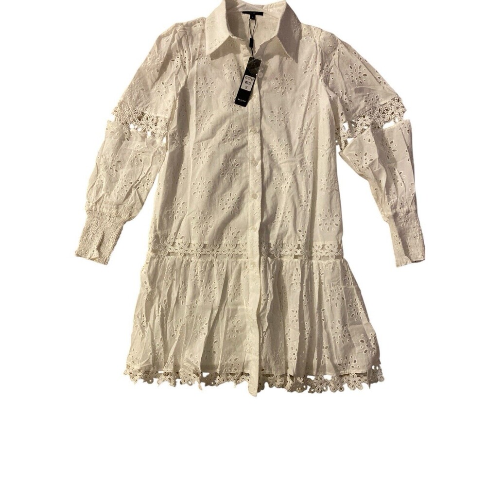 Anthropologie Beulah Women’s White Embroidered Dress sz Small long sleeve - Picture 2 of 15